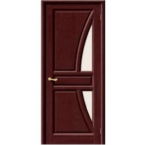 Дверь межкомнатная из массива Классическая, Моне, 2000х700х40, правая, остекленная, СТ-Полимер, Махагон (Т-27)