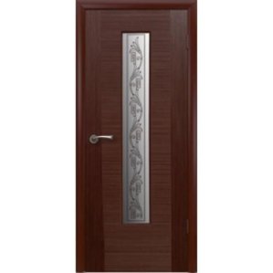 Дверь межкомнатная шпонированная коллекция Стандарт, Рондо, 2000х700х40 мм., остекленная Сатинато Витраж, венге (Ф-27)