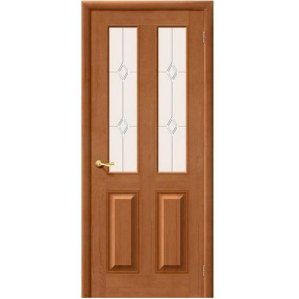 Дверь межкомнатная из массива Классическая, М15, 2000х600х40, остекленная, СТ-Полимер, Светлый Лак (Т-05)