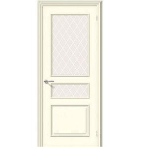 Дверь межкомнатная эмалированная коллекция Fix, Опера, 2000х900х40 мм., остекленная, СТ-Кристалл, Ваниль (К-35)