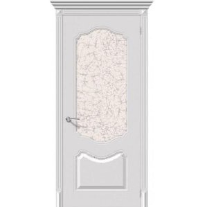 Дверь межкомнатная эмалированная коллекция Flex, Фолк, 2000х600х40 мм., остекленная, СТ-Уади, Белый (К-23)