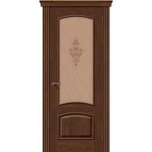 Дверь межкомнатная шпонированная коллекция Элит, Амальфи, 2000х900х40 мм., остекленная Художественное, виски (Т-32)
