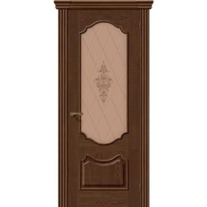 Дверь межкомнатная шпонированная коллекция Элит, Париж, 2000х800х40 мм., остекленная Художественное, виски (Т-32)