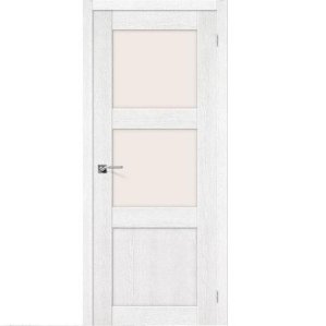Дверь межкомнатная эко шпон коллекция Porta, Порта-4, 2000х600х40 мм., остекленная, СТ-Magic Fog, Argento