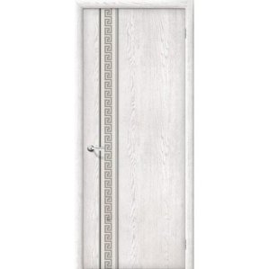 Дверь межкомнатная ламинированная, коллекция 10, 36Х, 2000х600х40 мм., глухая, белое зеркало художественное, Сканди (Л-09)
