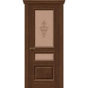 Дверь межкомнатная шпонированная коллекция Элит, Вена, 2000х900х40 мм., остекленная Художественное, виски (Т-32)