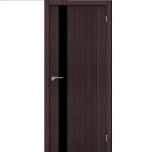 Дверь межкомнатная эко шпон коллекция Legno, L-11, 2000х900х40 мм., остекленная, СТ-Black Star, Wenge Melinga