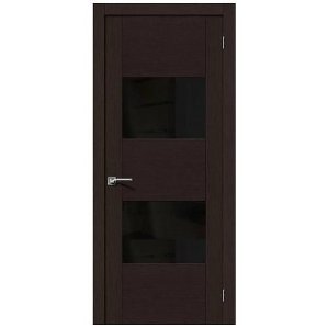 Дверь межкомнатная шпонированная коллекция Элит, Токио-2, 2000х800х40 мм., остекленная Black Star, черный дуб (Д-11)