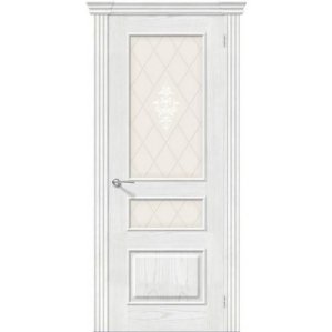 Дверь межкомнатная шпонированная коллекция Элит, Сорренто, 2000х900х40 мм., остекленная Художественное, жемчуг (Т-23)