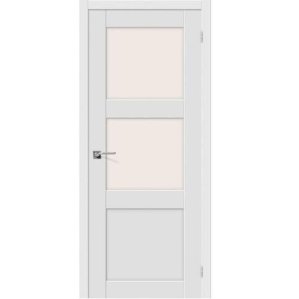 Дверь межкомнатная ПВХ коллекция Porta, Порта-4, 2000х400х40 мм., остекленная, СТ-Сатинато, Белый (П-23)