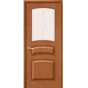 Дверь межкомнатная из массива Классическая, М16, 2000х600х40, остекленная, СТ-Полимер, Светлый Лак (Т-05)