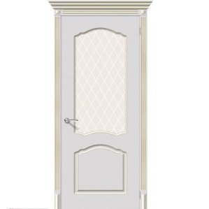 Дверь межкомнатная эмалированная коллекция Flex, Танго, 2000х700х40 мм., остекленная, СТ-Кристалл, Латте Золото (К-11)