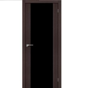 Дверь межкомнатная эко шпон коллекция Legno, L-13, 2000х900х40 мм., остекленная, СТ-Black Star, Wenge Melinga