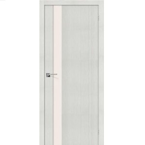 Дверь межкомнатная эко шпон коллекция Legno, L-11, 2000х900х40 мм., остекленная, СТ-Magic Fog, Bianco Melinga