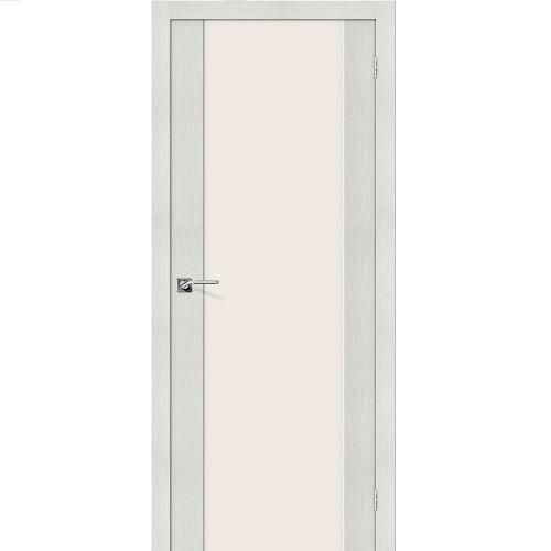 Дверь межкомнатная эко шпон коллекция Legno, L-13, 2000х800х40 мм., остекленная, СТ-Magic Fog, Bianco Melinga