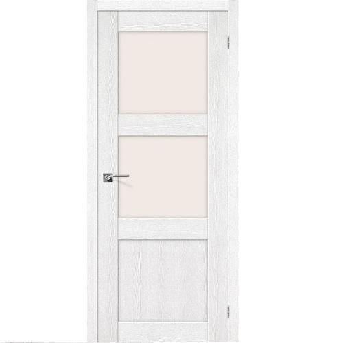 Дверь межкомнатная эко шпон коллекция Porta, Порта-4, 2000х800х40 мм., остекленная, СТ-Magic Fog, Argento