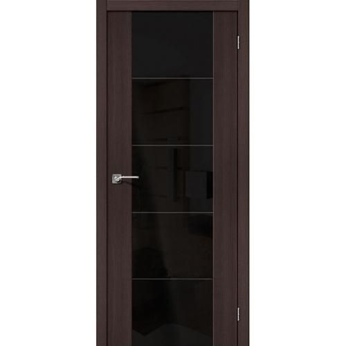 Дверь межкомнатная эко шпон коллекция Vetro, V4, 2000х600х40 мм., остекленная, CT-Black Star, Wenge Melinga