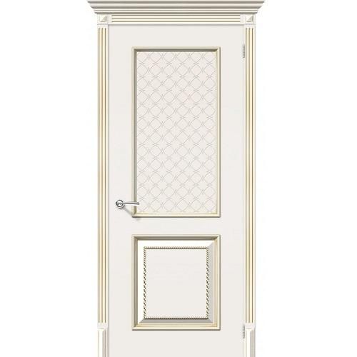 Дверь межкомнатная эмалированная коллекция Flex, Лаунж, 2000х600х40 мм., остекленная, СТ-Круазет, Латте Золото (К-11)