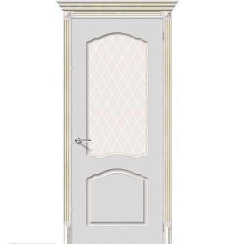 Дверь межкомнатная эмалированная коллекция Flex, Танго, 2000х600х40 мм., остекленная, СТ-Кристалл, Латте Золото (К-11)