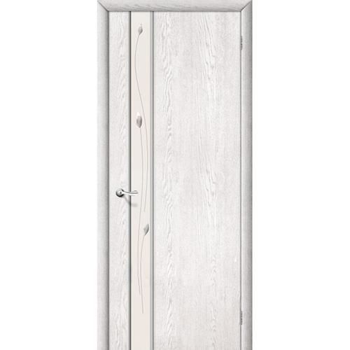 Дверь межкомнатная ламинированная, коллекция 10, 35Х, 2000х700х40 мм., глухая, Зеркало белое художественное, Сканди (Л-09)