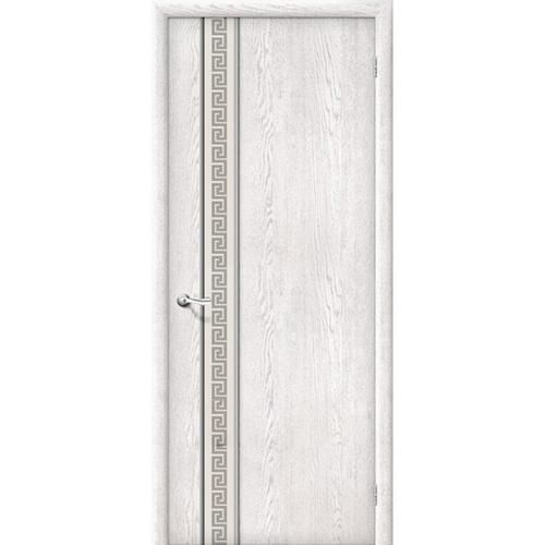 Дверь межкомнатная ламинированная, коллекция 10, 36Х, 2000х900х40 мм., глухая, белое зеркало художественное, Сканди (Л-09)