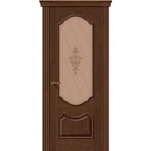 Дверь межкомнатная шпонированная коллекция Элит, Париж, 2000х800х40 мм., остекленная Художественное, виски (Т-32)
