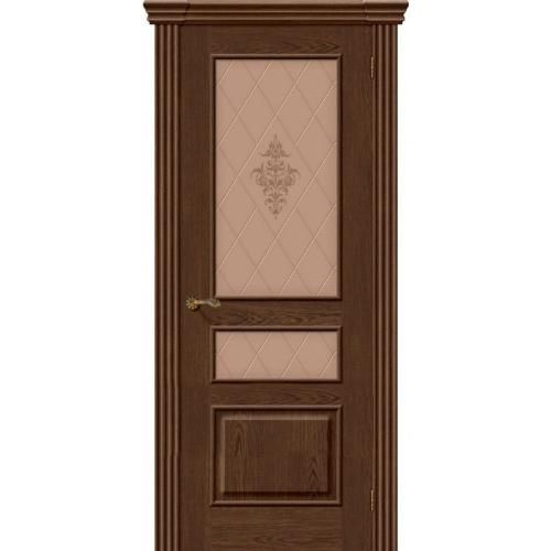 Дверь межкомнатная шпонированная коллекция Элит, Сорренто, 2000х600х40 мм., остекленная Художественное, виски (Т-32)