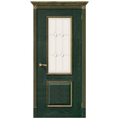 Дверь межкомнатная шпонированная коллекция Элит, Триест, 2000х600х40 мм., остекленная Сатинато Полимер, зеленый (Д-07)