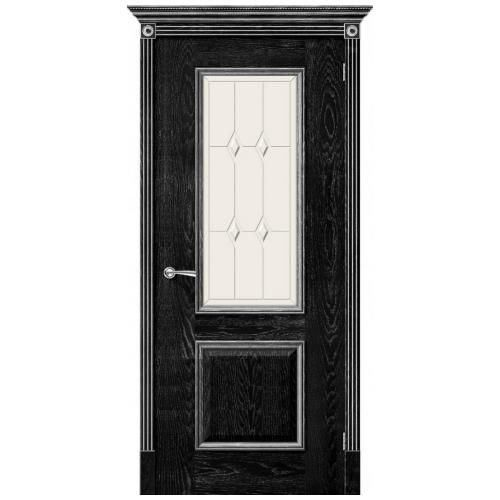 Дверь межкомнатная шпонированная коллекция Элит, Триест, 2000х800х40 мм., остекленная Сатинато Полимер, черный абрикос (Д-08)