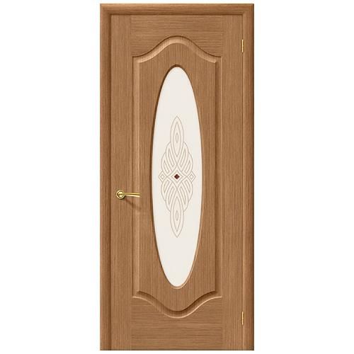 Дверь межкомнатная шпонированная коллекция Комфорт, Аура, 2000х700х40 мм., остекленная Художественное, дуб (Ф-02)