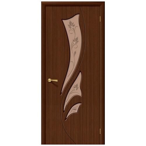 Дверь межкомнатная шпонированная коллекция Стандарт, Эксклюзив, 2000х800х40 мм., остекленная Художественное, шоколад (Ф-17)