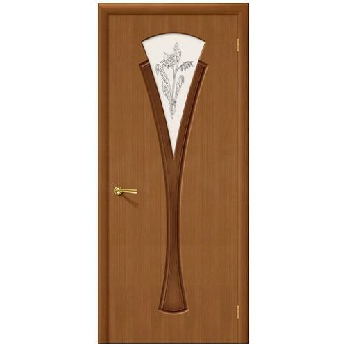 Дверь межкомнатная шпонированная коллекция Стандарт, Флора, 2000х900х40 мм., остекленная Витраж, орех (Ф-11)