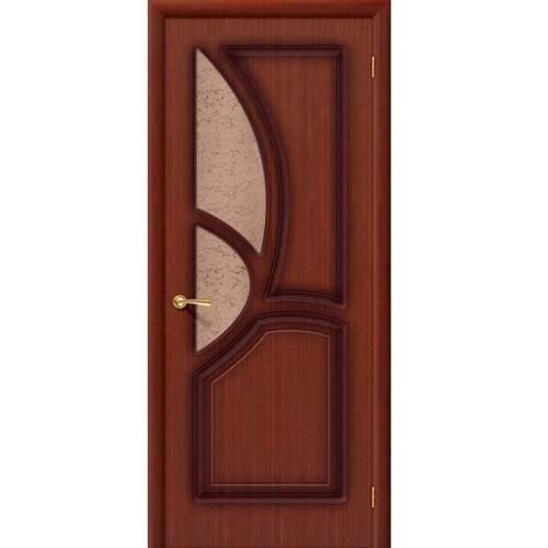 Дверь межкомнатная шпонированная коллекция Стандарт, Греция, 2000х600х40 мм., остекленная Рифленое, макоре (Ф-15)