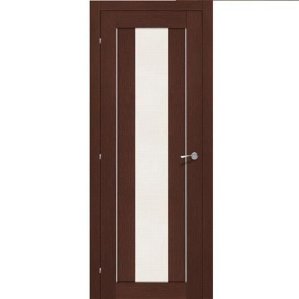 Дверь межкомнатная эко шпон коллекция Pronto, MG1, 2000х400х40 мм., правая, остекленная, CT-Magic Fog, alu Wenge