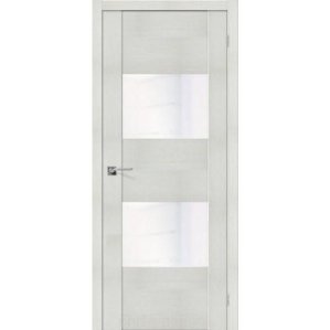 Дверь межкомнатная эко шпон коллекция Vetro, VG2, 2000х400х40 мм., остекленная, CT-White Waltz, Bianco Melinga