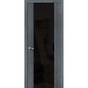 Дверь межкомнатная эко шпон коллекция Vetro, V1, 2000х400х40 мм., остекленная, CT-Black Star, Ego
