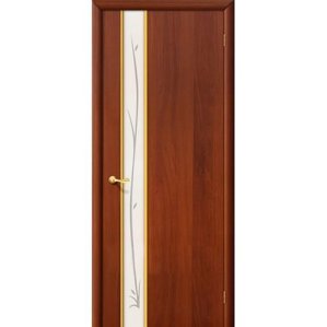 Дверь межкомнатная ламинированная, коллекция 10, 31Х, 2000х700х40 мм., глухая, Зеркало с элементами художественного матирования, ИталОрех (Л-11)