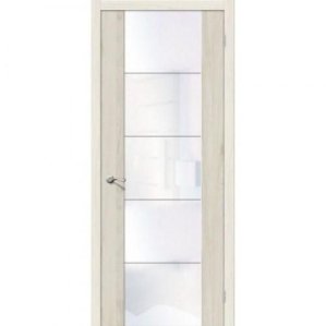 Дверь межкомнатная эко шпон коллекция Vetro, V4, 2000х400х40 мм., остекленная, CT-White Waltz, Luce