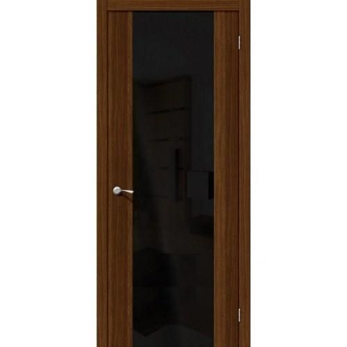 Дверь межкомнатная эко шпон коллекция Vetro, V1, 2000х700х40 мм., остекленная, CT-Black Star, Noce