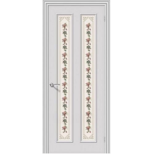 Дверь межкомнатная эмалированная коллекция Fix, Пастораль, 2000х900х40 мм., остекленная, СТ-Прованс, Белый (К-33)