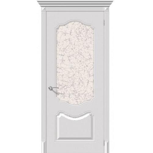 Дверь межкомнатная эмалированная коллекция Flex, Фолк, 2000х800х40 мм., остекленная, СТ-Уади, Белый (К-23)