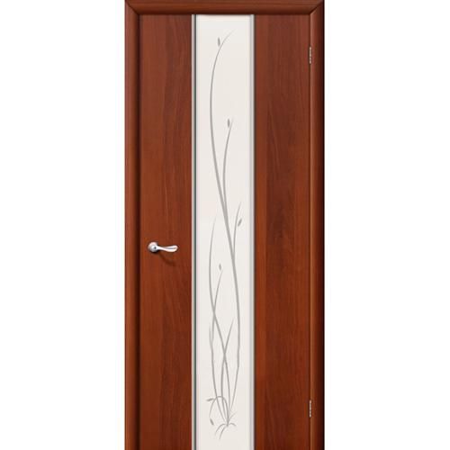 Дверь межкомнатная ламинированная, коллекция 10, 32Х, 2000х600х40 мм., глухая, Зеркало с элементами художественного матирования,ИталОрех (Л-11)