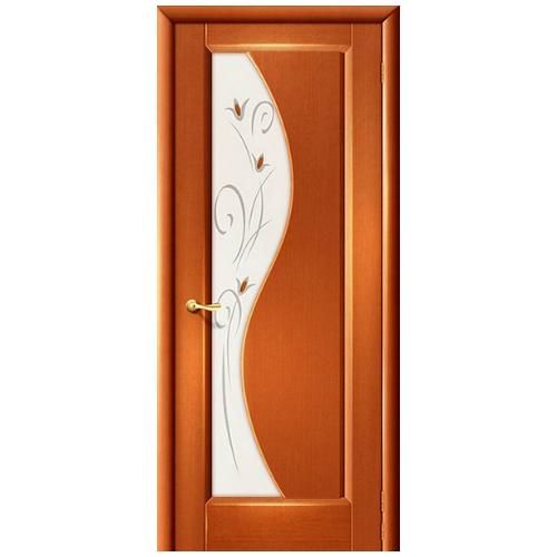 Дверь межкомнатная шпонированная коллекция Элит, Элиза, 2000х700х40 мм., остекленная Художественное с фьюзингом, анегри (Т-33)