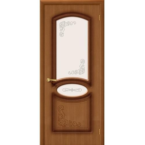 Дверь межкомнатная шпонированная коллекция Стандарт, Азалия, 2000х600х40 мм., остекленная Сатинато Витраж, орех (Ф-11)