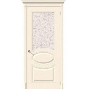 Дверь межкомнатная эмалированная коллекция Flex, Джаз, 2000х800х40 мм., остекленная, СТ-Уади, Крем (К-14)