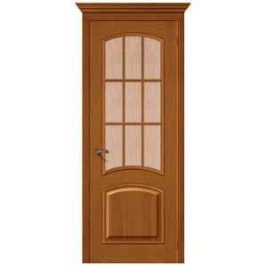 Дверь межкомнатная шпонированная коллекция Комфорт, Капри-3 Люкс, 2000х800х40 мм., остекленная Рифленое, золотой орех (Д-24)