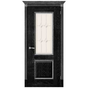 Дверь межкомнатная шпонированная коллекция Элит, Триест, 2000х700х40 мм., остекленная Сатинато Полимер, черный абрикос (Д-08)