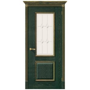 Дверь межкомнатная шпонированная коллекция Элит, Триест, 2000х600х40 мм., остекленная Сатинато Полимер, зеленый (Д-07)