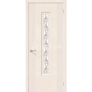 Дверь межкомнатная шпонированная коллекция Стандарт, Рондо, 2000х900х40 мм., остекленная Сатинато Витраж, серый дуб (Ф-16)