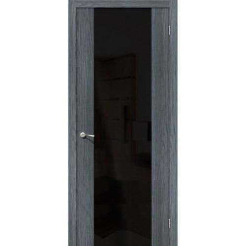 Дверь межкомнатная эко шпон коллекция Vetro, V1, 2000х900х40 мм., остекленная, CT-Black Star, Ego